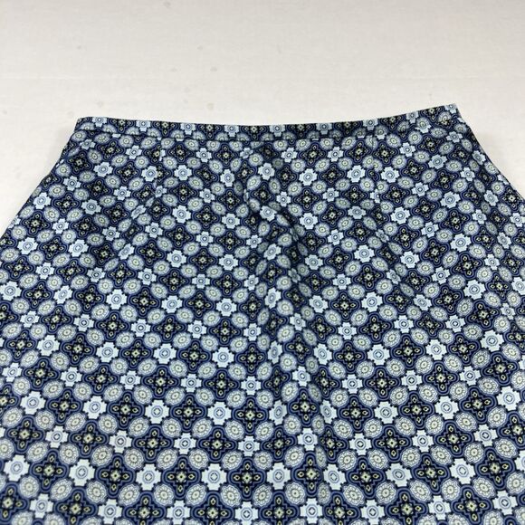 Ann Taylor Silk Pencil Skirt Blue Black Geometric Print 6P Petite Work Career - Picture 2 of 10